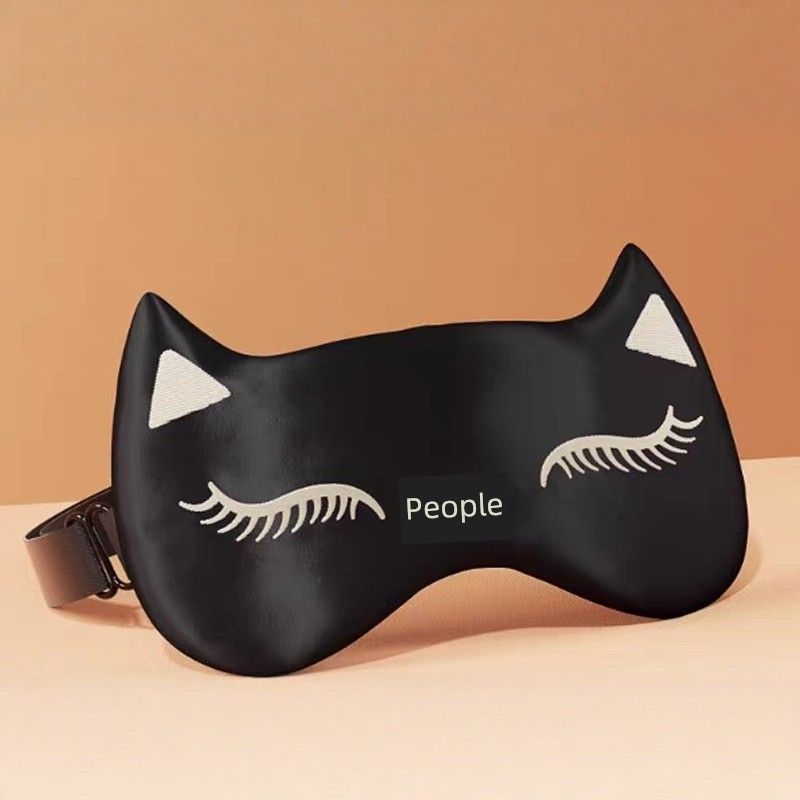 

Weikang Silk Eye Mask Sleep Shading and Ventilation Female Men Cold and Hot Compress Relieve Eye Fatigue Night Sleep Cat Silky 0-pressure eye mask [Cat Black] 1