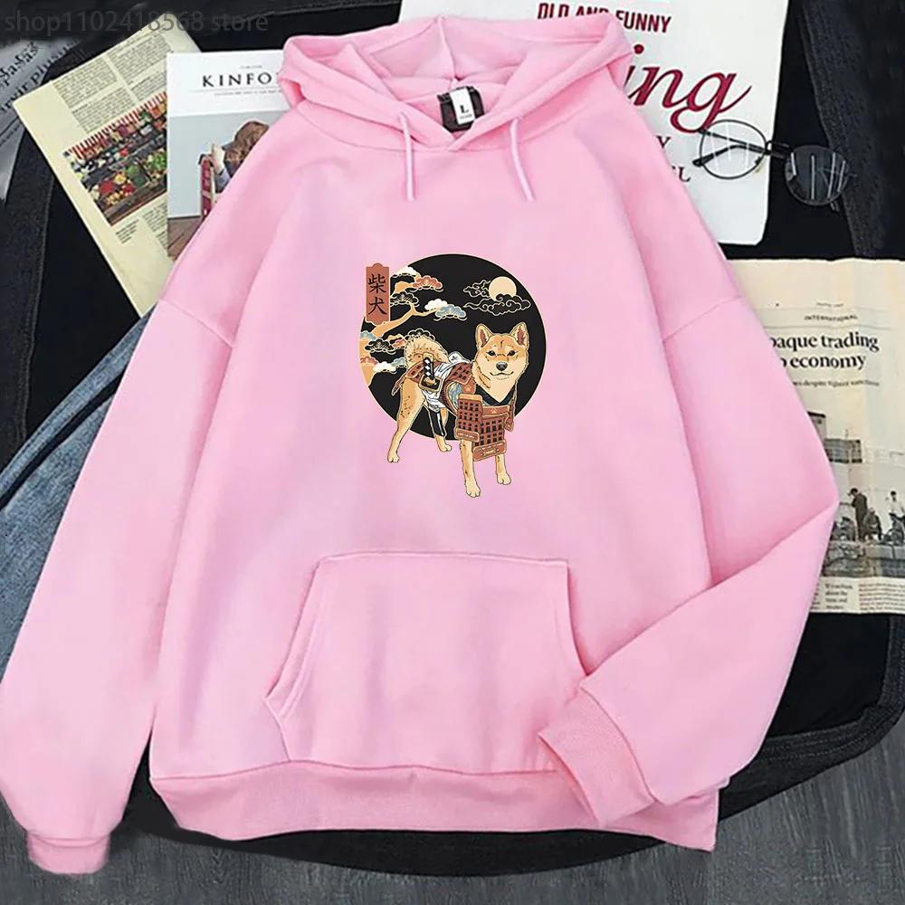 Ramen Shiba Samurai in Roter Rüstung Hoodies Damen Kawaii Hunde Grafik Sweatshirt mit Kapuze Herrenbekleidung