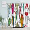 Cartoon Fish Shower Curtains Bait Hooks Frog Marine Life Modern Print Fabric Home Wall Bathroom Decor White Bath Curtain Sets