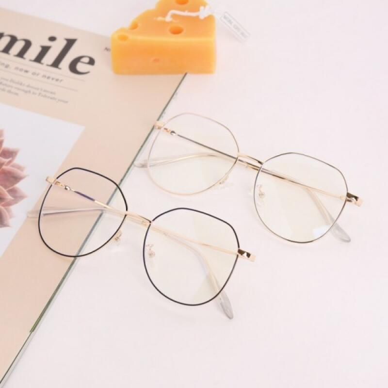 Premium blue light blocking glasses with steel frames gold