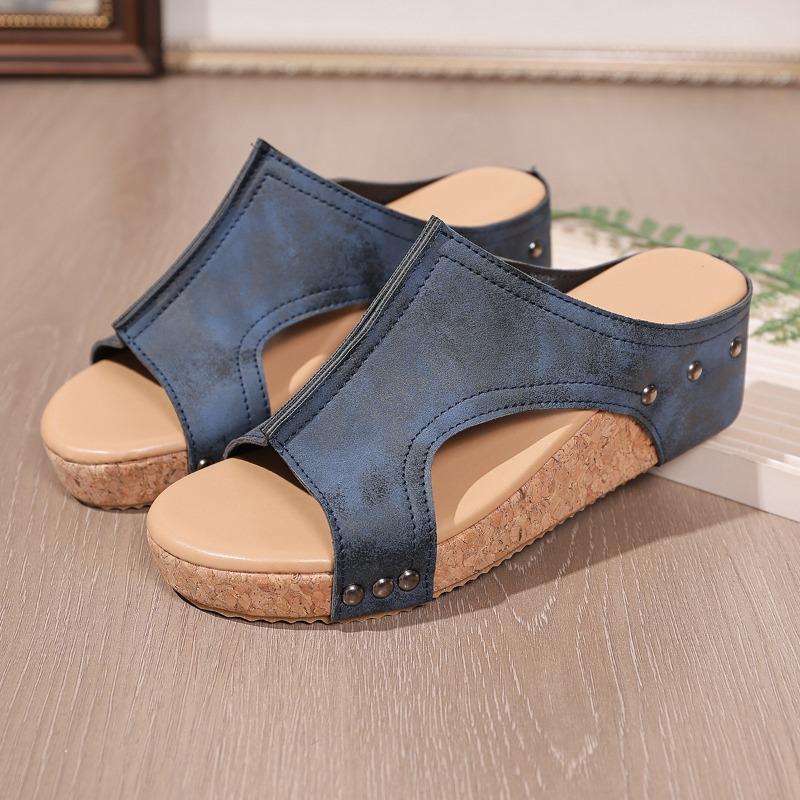 Women’s Studded Wedge Slide Sandals Comfortable Summer Shoes
