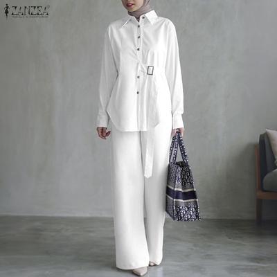 Conjuntos de traje casual de dos piezas con blusa y pantalones de manga larga para mujer