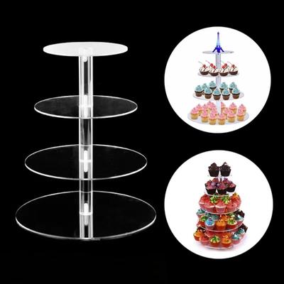 3/4/5 Tier Acrylic Cupcake Stand Detachable Design Cake Display Shelf Birthday Party
