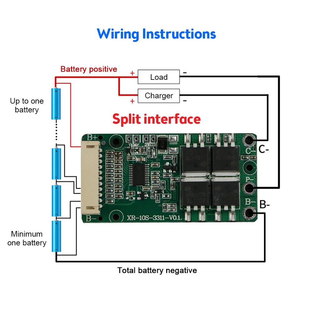 10S 36V 15A 18650 Li-Ion Battery Protection PCB Split port Same port BMS PCB with Balancer for Electric Vehicles