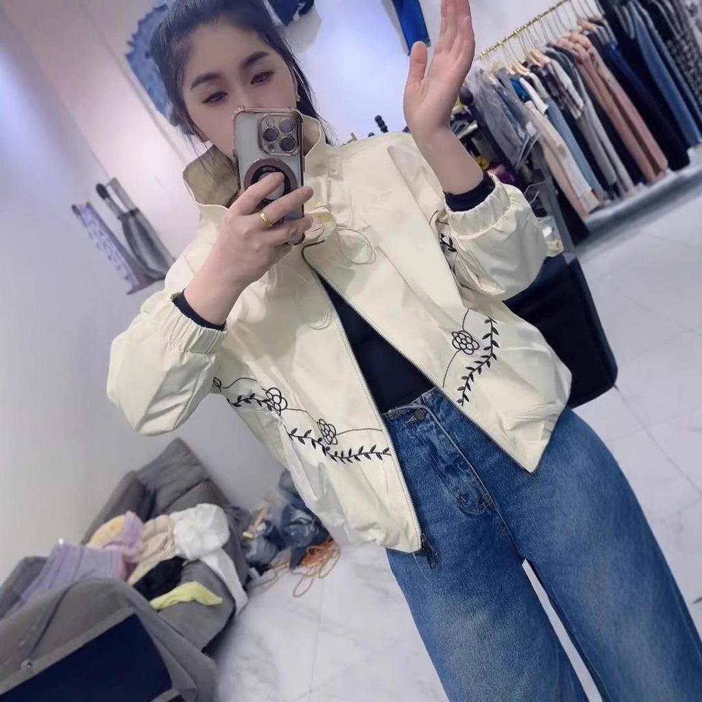 Damen Koreanische Rüschen Stehkragen Bestickte Jacke - Frühjahrskollektion 2025