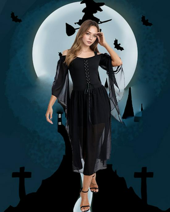 Women's Medieval Lace Hooded Renaissance Dress
