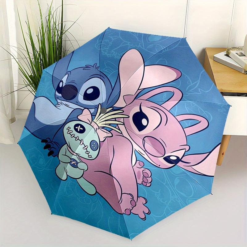 

Stitch Automatic Folding Umbrella - Simple 8-Rib Design, Bright Cartoon Pattern, Durable Iron Frame, Suitable For Travel, Outdoor, Beach - C