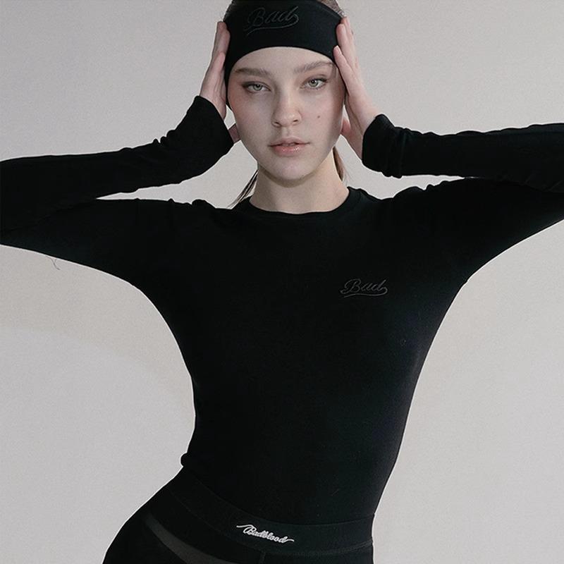 Korean Badblood BCAC Series Women's American Spicy Girl Long Sleeve Slim-Fit Solid Color T-Shirt