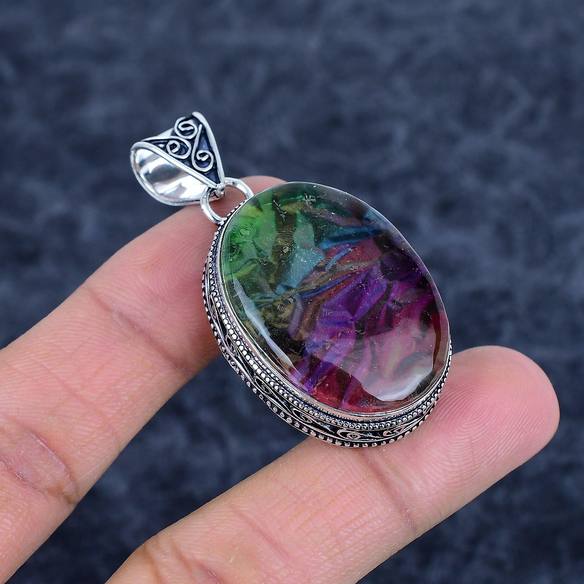 

Ammolite Gemstone Handmade 925 Sterling Silver Jewelry Pendant 2.17 M-3171
