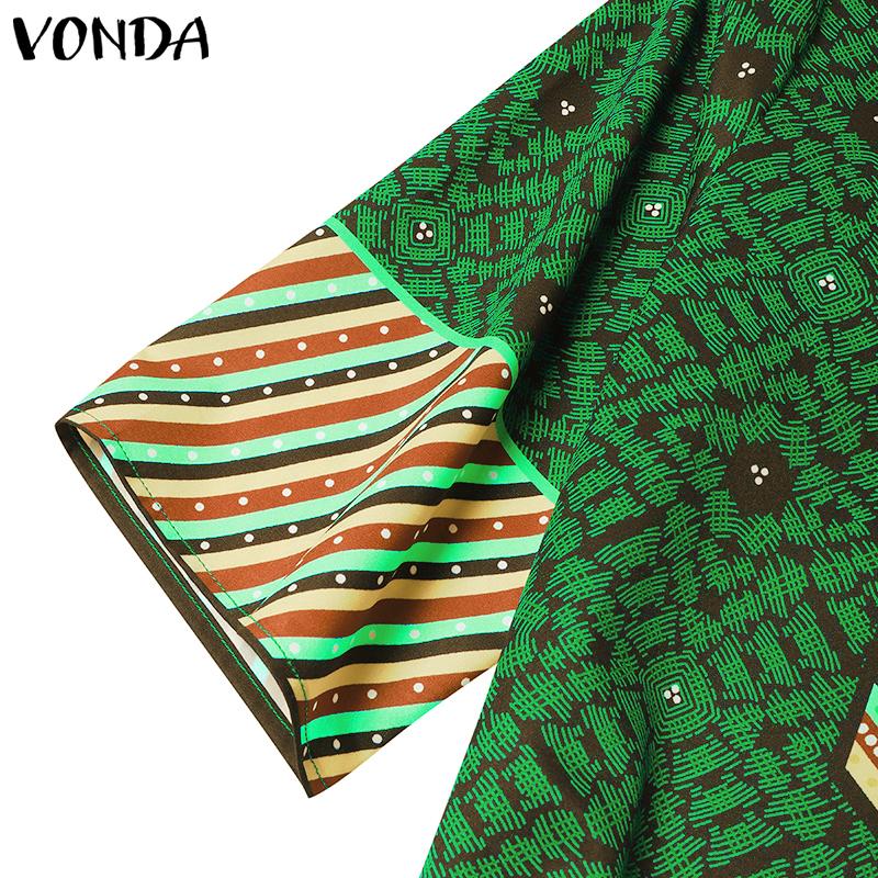 VONDA Lockeres, langes Kleid mit V-Ausschnitt und 1/2 Ärmeln für Damen in großen Größen