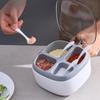 1pc Seasoning Box Spice Jar with Spoon Four-Compartment Transparent Flip-top for Storing Seasonings and Spices
