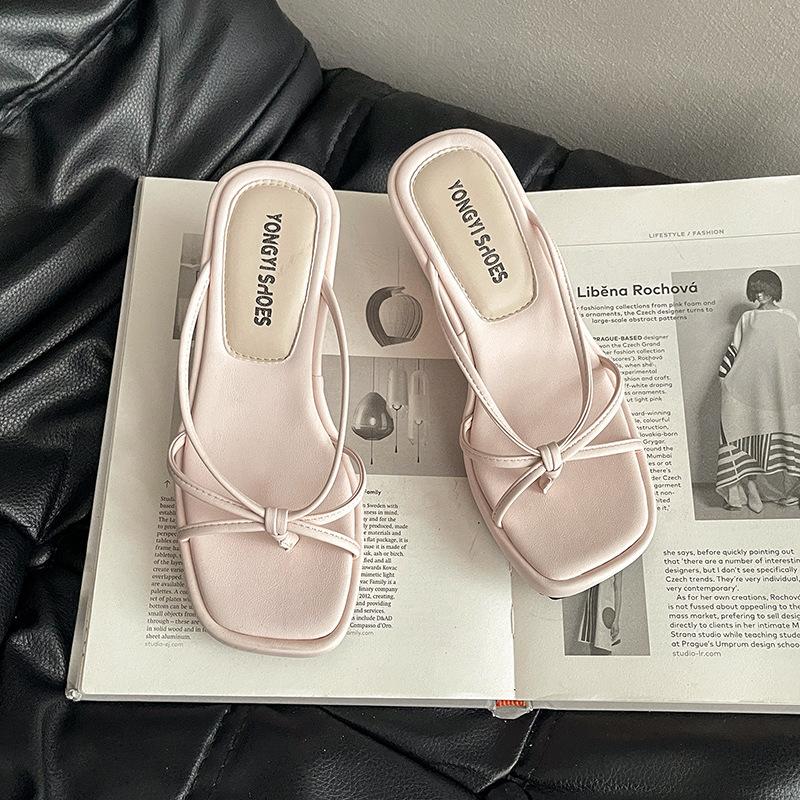 Summer Fashion Flip-flops French Toe Sandals Women's Shoes Outer Wear Thin Belt Vacation Evening Wedge Sandals