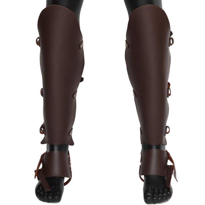 Mittelalterliche Gamaschen Ritter Stiefelüberzüge Gamaschen Kunstleder Beinschützer Renaissance Kostümzubehör für Damen Herren Geschenke