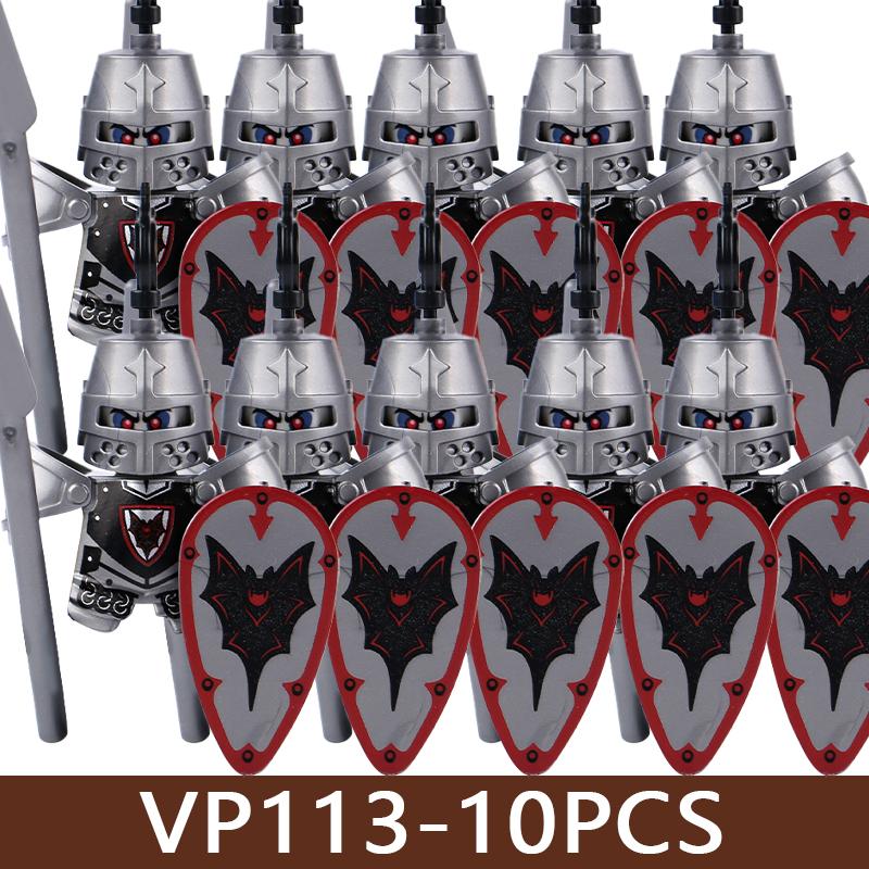 Medeltida Slottssoldat Figurer Byggklossar Militär Armé Riddare Romersk Krigare Infanteri Milis Orcher Tillbehör Klossar Leksaker