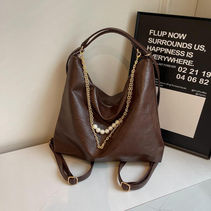 

Женская сумка, повседневная сумка в иностранном стиле, женская модная сумка-мессенджер 2025 года, рюкзак на одно плечо, большая сумка-тоут. темно-коричневого