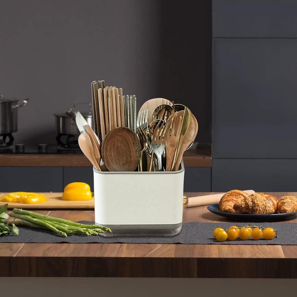 1pc Double-layer Detachable Chopstick Holder and Cutlery Organizer - Kitchen Holder Shelf and Tableware Drain Rack