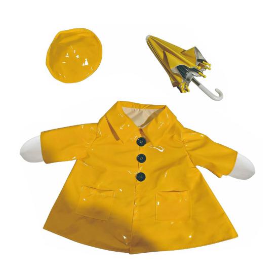 1 Set Porch Goose Rain Jacket Yellow Raincoat Hat And Umbrella Waterproof Goose Outfit Fits 23 Inch Porch Goose for Yard Lawn Decor