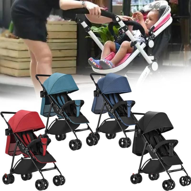 Solid Four Color Wheeled Baby Stroller Lightweight Foldable Convertible Seat