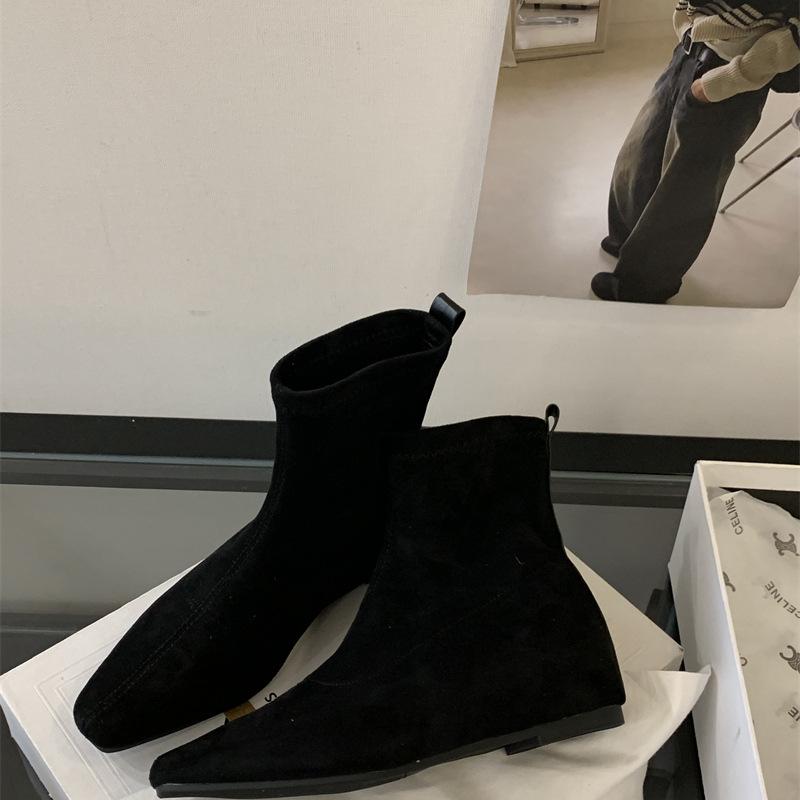 Cowhide version! Inner heightening suede pointed thin boots short boots women's shoes autumn and winter 2025 new with skirt ankle boots