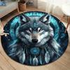 Beautiful Wolf Round Area Rug,Carpet Rug for Living Room Bedroom Sofa Playroom Decor,Non-slip Floor Mat