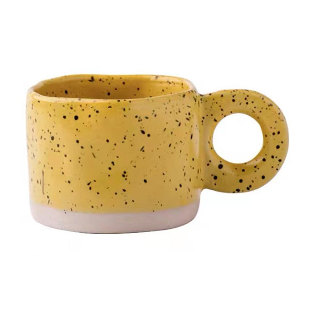 

Керамическая кружка 250 мл с кольцевой ручкой, кофейная молочная кружка с современным принтом, керамическая кружка ручной работы для горячего шоколада, парные чашки с ручками 280ML жёлтый