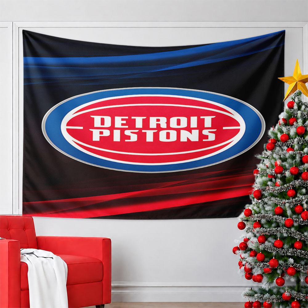 "Detroit Pistons Basketball Logo Design" Pattern Wall Hanging Tapestry Decorative Tapestry Home Decor for Bedroom and Living Room
