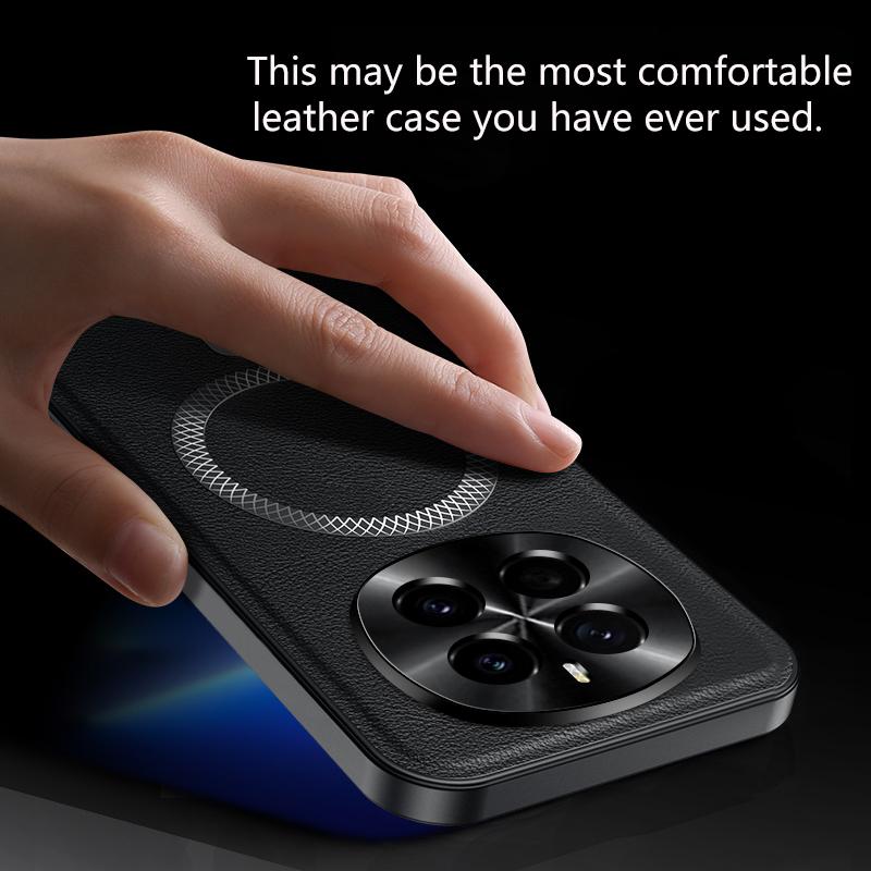 For Honor Magic 7 and Magic 7 Pro Case Magnetic Elegant Leather Wear-Resistant Lens Fully Covered Non-Slip Grip Edge Cover Shell