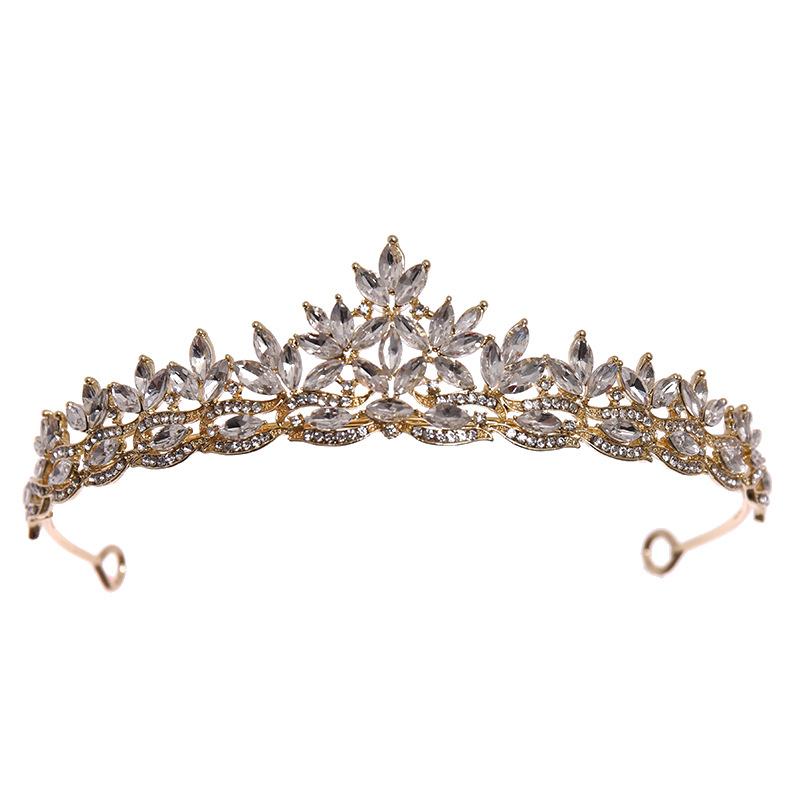 1pc New Simple Bridal Headdress Alloy Rhinestone Leaves Embellished Crown Wedding Hair Accessories Dress Accessories