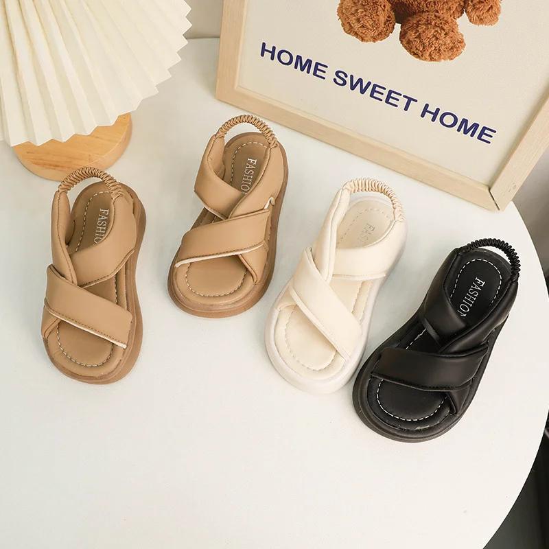 2024 Children's Sandals Summer Hot Little Girl Sandal Open-toe Fashion Kids Causal Beach Sandals Thick Bottom Outdoor Versatile