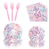 Butterfly Party Tableware Set  Butterfly Pattern Paper Plate Napkin Cup Disposable Tablecloth for Baby Shower Birthday Supplies