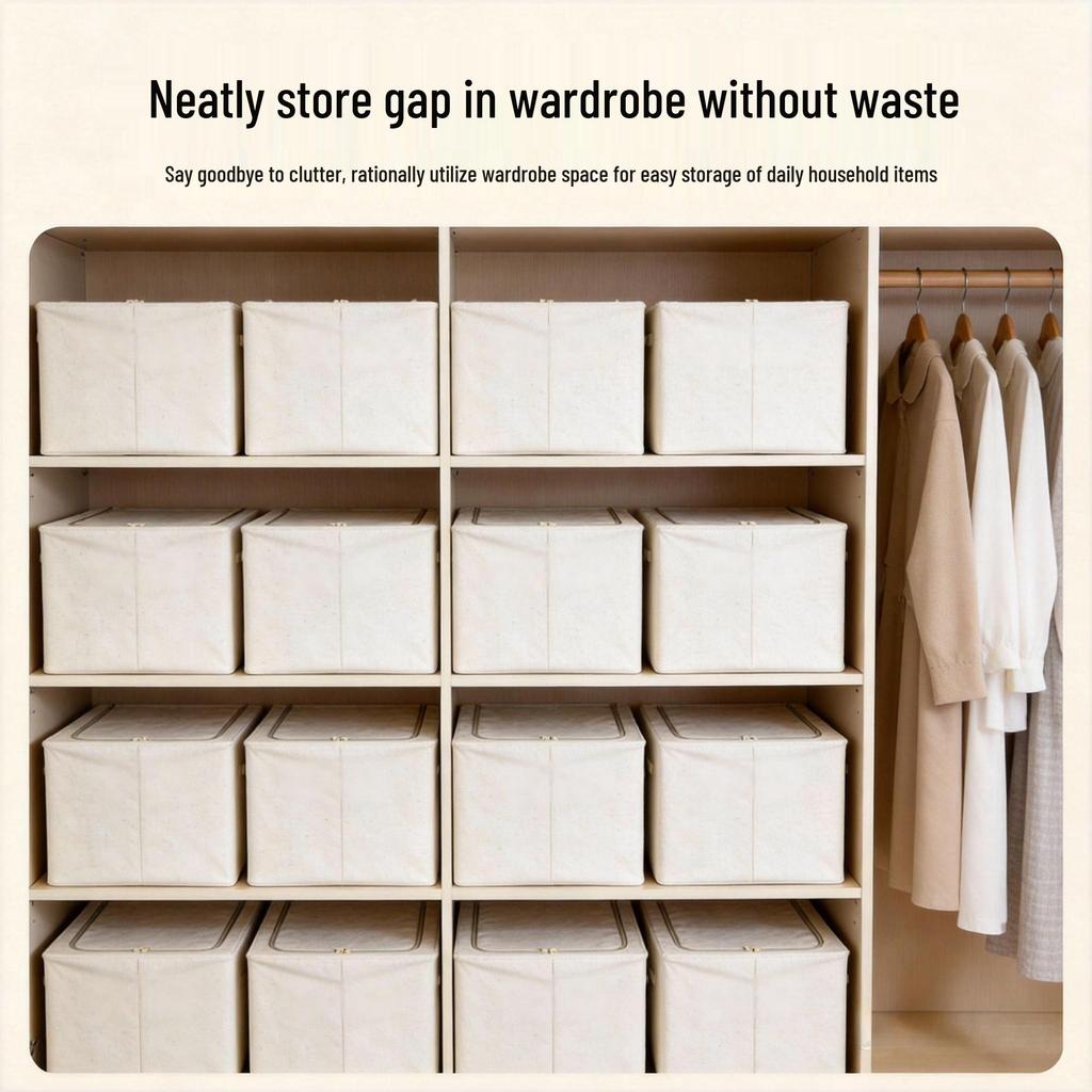 Cotton Linen Rectangular Wardrobe Organizer Box