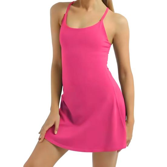Women's Sleeveless Tennis Dress with Shorts And Pockets Spaghetti Strap Racerback Mini Dress Workout Athletic Dresses for Golf Running