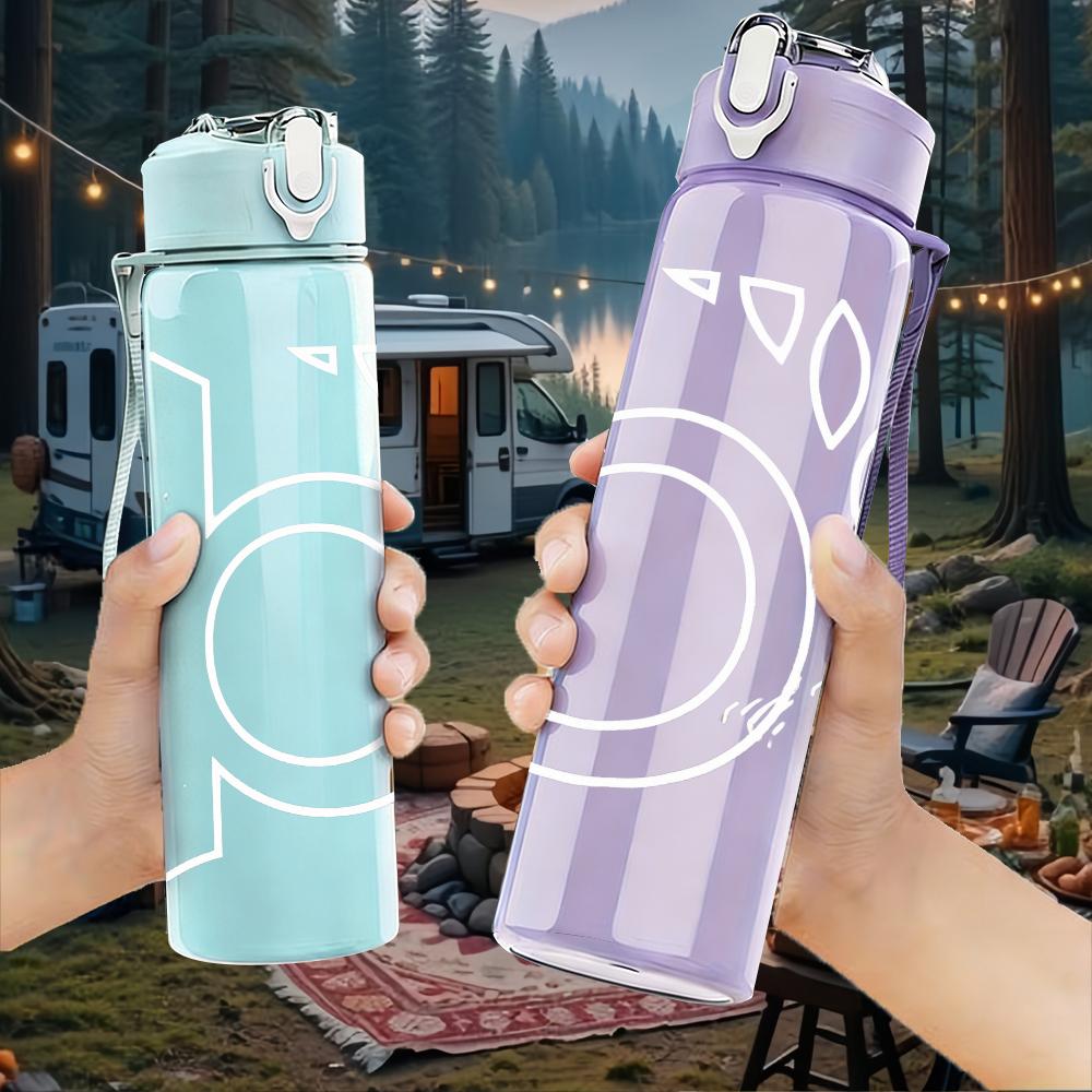 1PC Blank pale white off-print 750ml colorful plastic sports water bottle leakproof pop up lid with straw for outdoor work home use