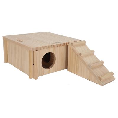 Cachette en bois pour hamster, maison multifonctionnelle en bois naturel haute densité avec échelle