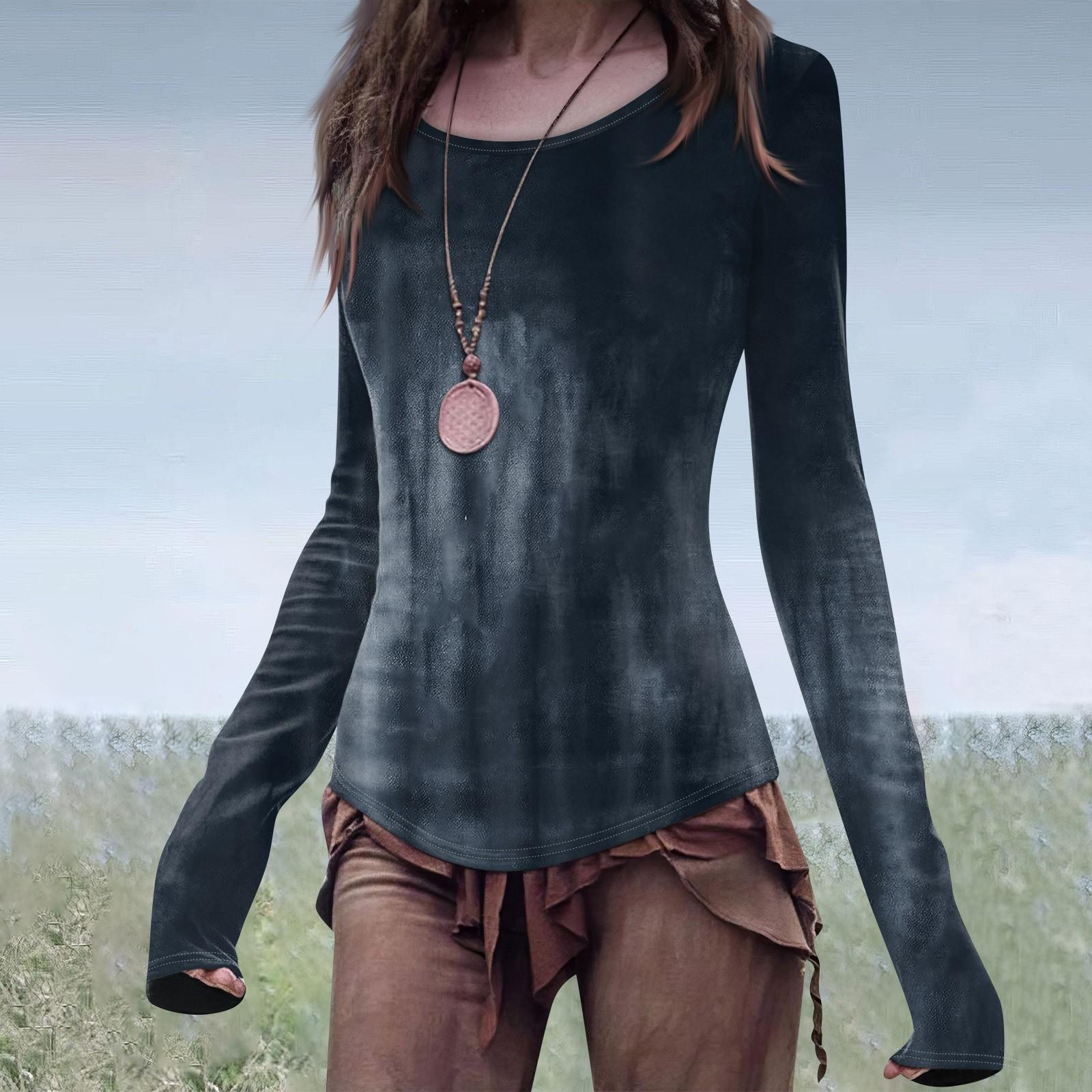 

Женская мода повседневный Mori Slim с длинным рукавом Хэллоуин принтованный круглый вырез обычный топ XXXL тёмно-синий