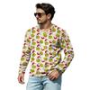 Men's Casual Loose Fit V-Neck Shirt with Christmas Print for Holiday Occasions