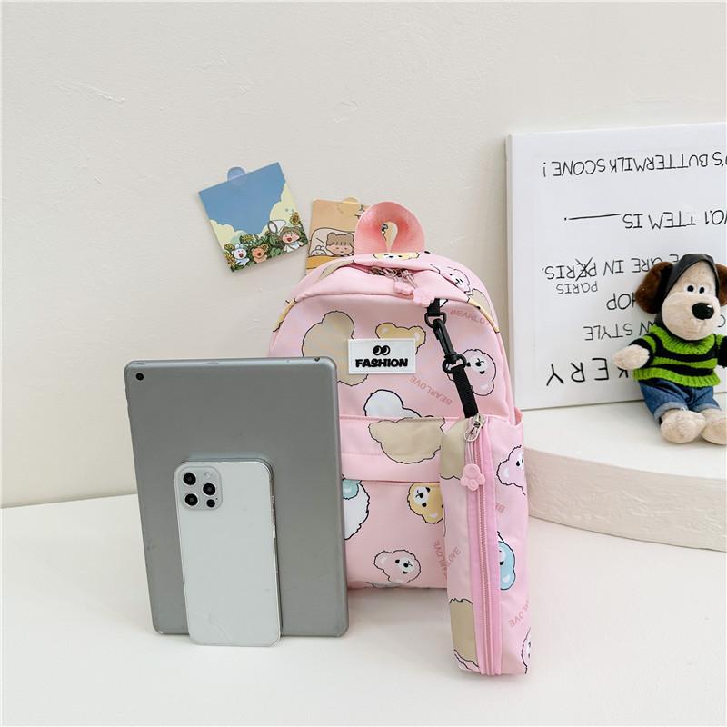 Polyester Cartoon Bear Kids Backpack With Lightweight Design For School