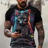 Mode Katze Muster T-Shirt Für Männer Tier 3D Gedruckte T-Shirts Lässig Unisex Übergröße Kurzarm Tops Street Persönlichkeit T-Shirts