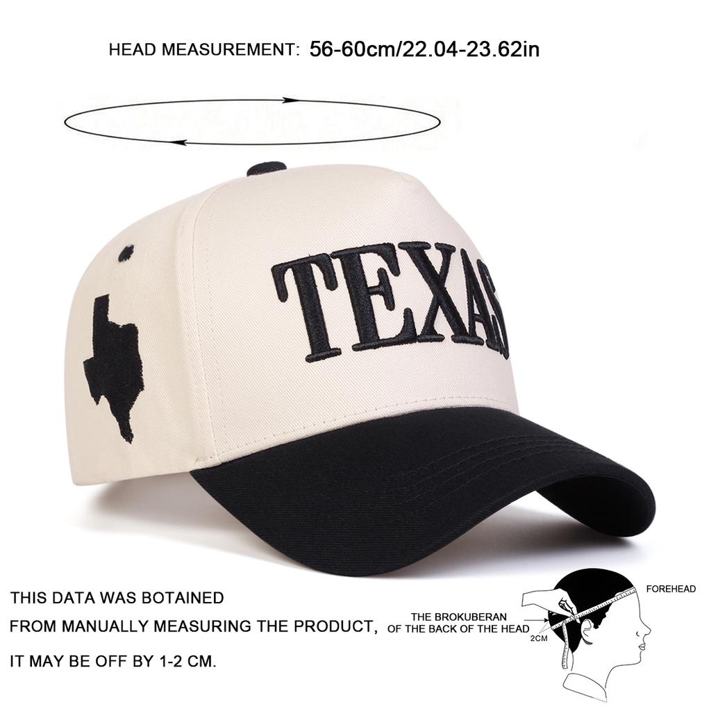 Men TEXAS Letter Embroidered Patchwork Five-sided Baseball Cap Outdoor Adjustable Sunscreen Leisure Hat Spring Autumn Travel Tourism Beach Vacation