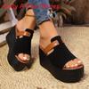 Summer Womens One Word Slides With Thick Pu Upper And Rubber Sole For Casual Wear