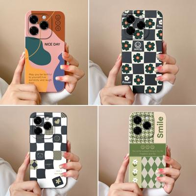Bumper Per Infinix Smart 9 Note 40X Hot 50 50Pro Plus 50i Zero 40 5G 4G Cover Motivo a Scacchi Silicone Liquido Antiurto Protettivo Per Infinix Nuova Custodia
