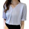 Blouses for Short Summer Short Sleeve Summer Loose Office Commuting Office Formal [Septora] Women, Sleeve, Shirts, Tops, Chiffon, V-Neck, Blouses,