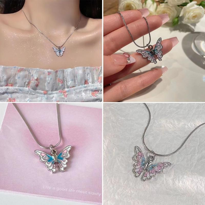 Butterfly Necklace Sweet Cool Women Necklaces Butterflies Pendant Snake Bone Chain Girls Neck Chains Wedding Jewery Gift