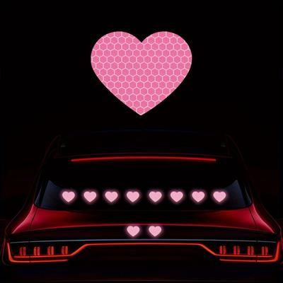 10 Stück Herzform Reflektierende Autoaufkleber Wasserdicht für Auto Kofferraum Karosserie Fahrzeug Nachtwarnung Langlebige Vinyl-Aufkleber Dekoration