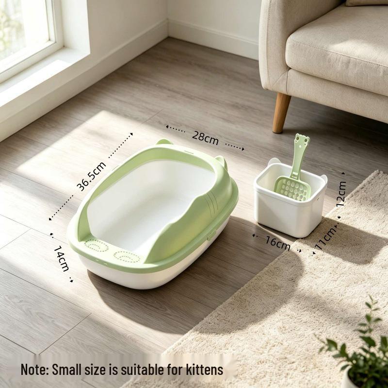 Extra Large Splash-Proof Semi-Enclosed Cat Litter Box for Kittens