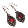 Red Garnet Jewelry, 999 Copper Wire Wrapped Earrings, Handmade Gemstone Jewelry Earrings For Memorial Day