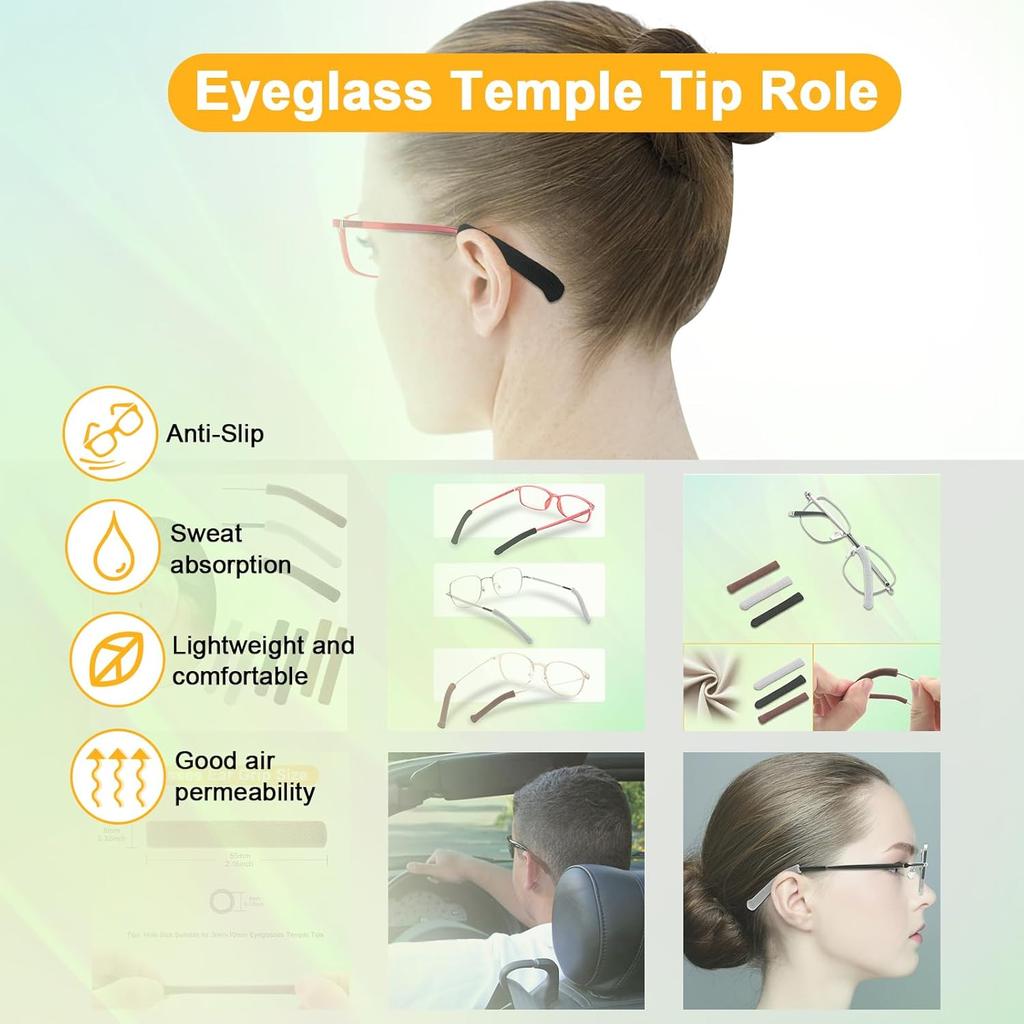 Ear Cushion, Anti-Slip Elastic Comfort Eyeglasses Temple Tips Sleeve, Soft and Well-Fitting Glasses Ear Grip, Knitting Eyeglass Arm Cushion