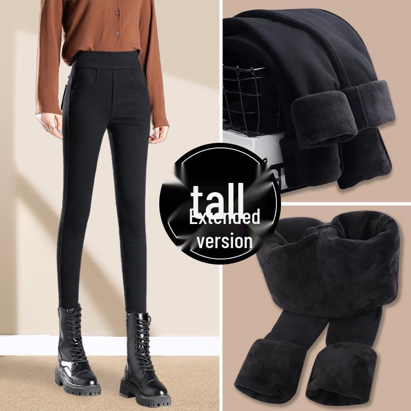 Tall Women's Stretchy Black Pencil Leggings with Plus Velvet for Spring/Autumn/Winter