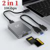 2 In 1 CFexpress Type A SD Card Reader CF Express Card Reader Type A Adapter USB 3.2 10Gbps with USB C To USB C/A Cable for SLR