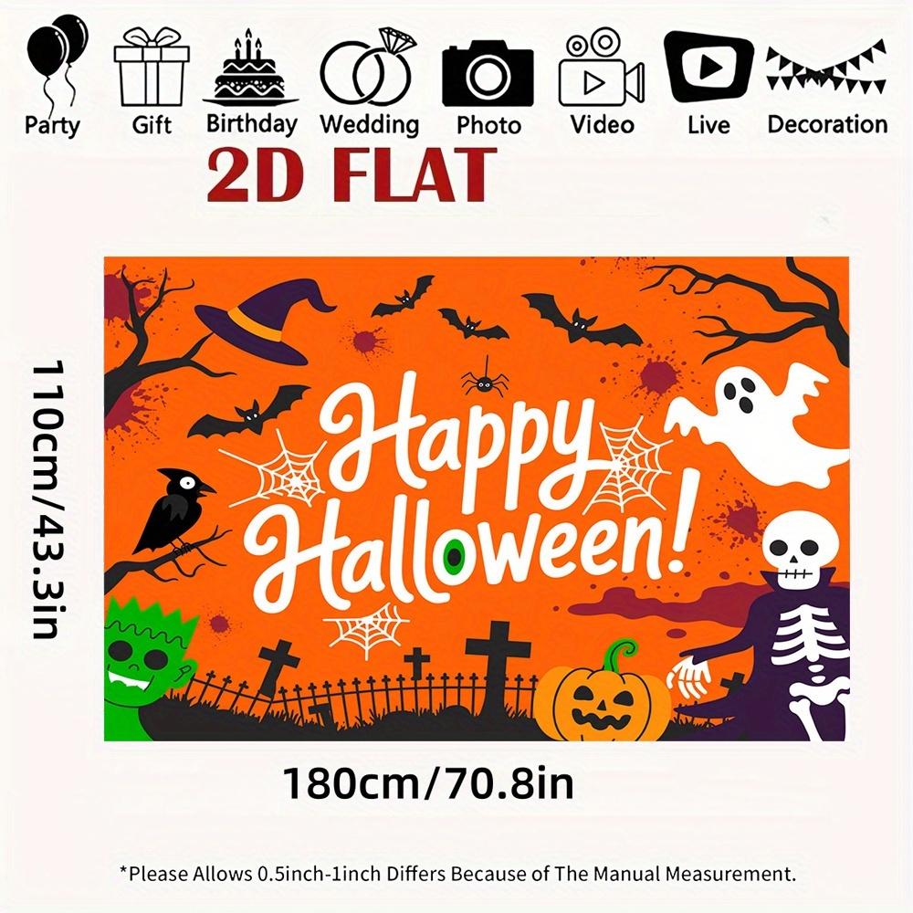2D Planar Background Banner - Halloween Pumpkin Ghost Pattern Background Fabric, Party Supplies, Photography Background